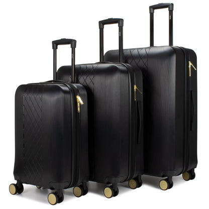 BADGLEY MISCHKA Diamond 3 Piece Expandable Luggage Set (Black)