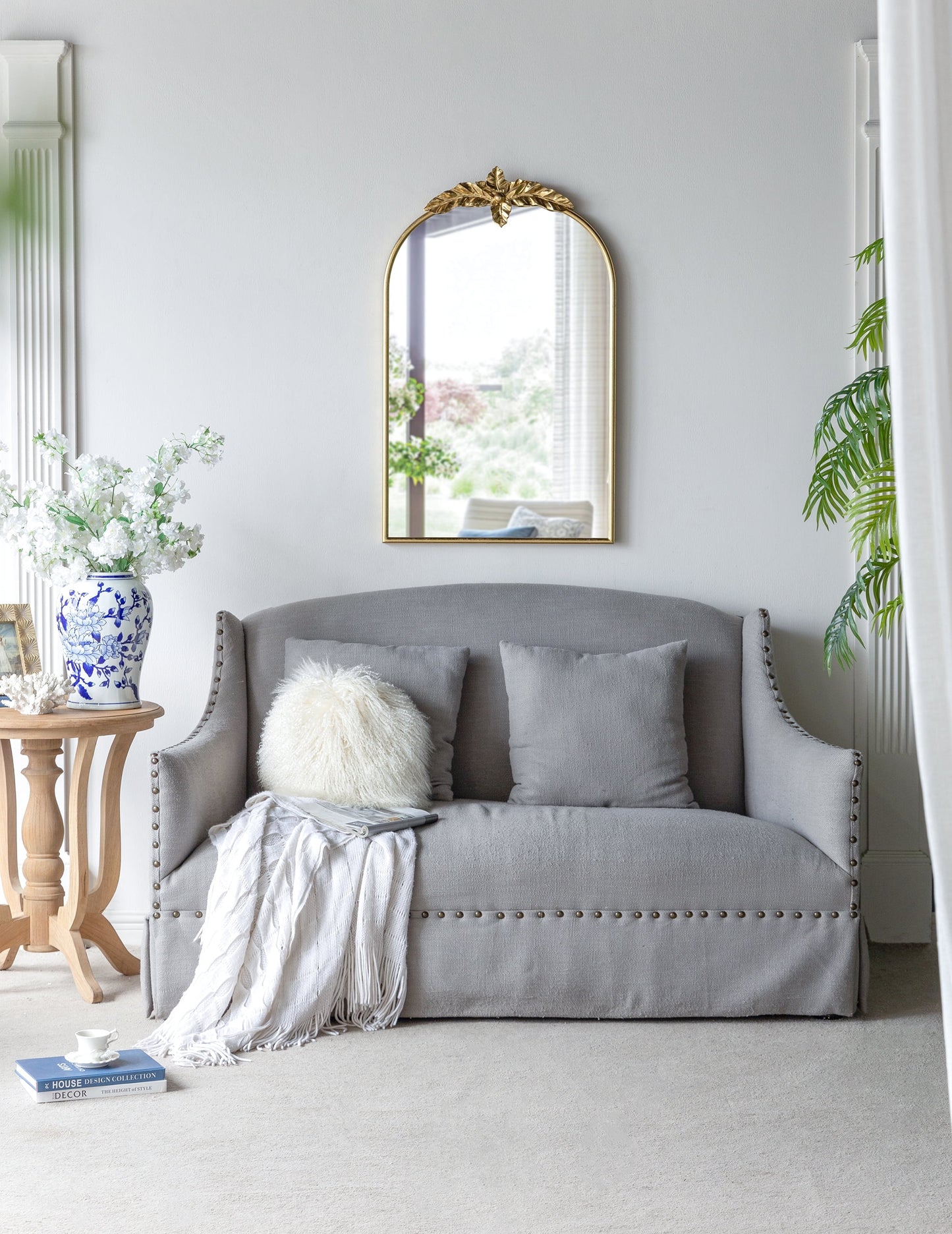 Full Length Mirror 24" x 36" Arched Wall Mirror with Gold Metal Frame, Wall Mirror for Living Room Bedroom Hallway,Full Body Mirror