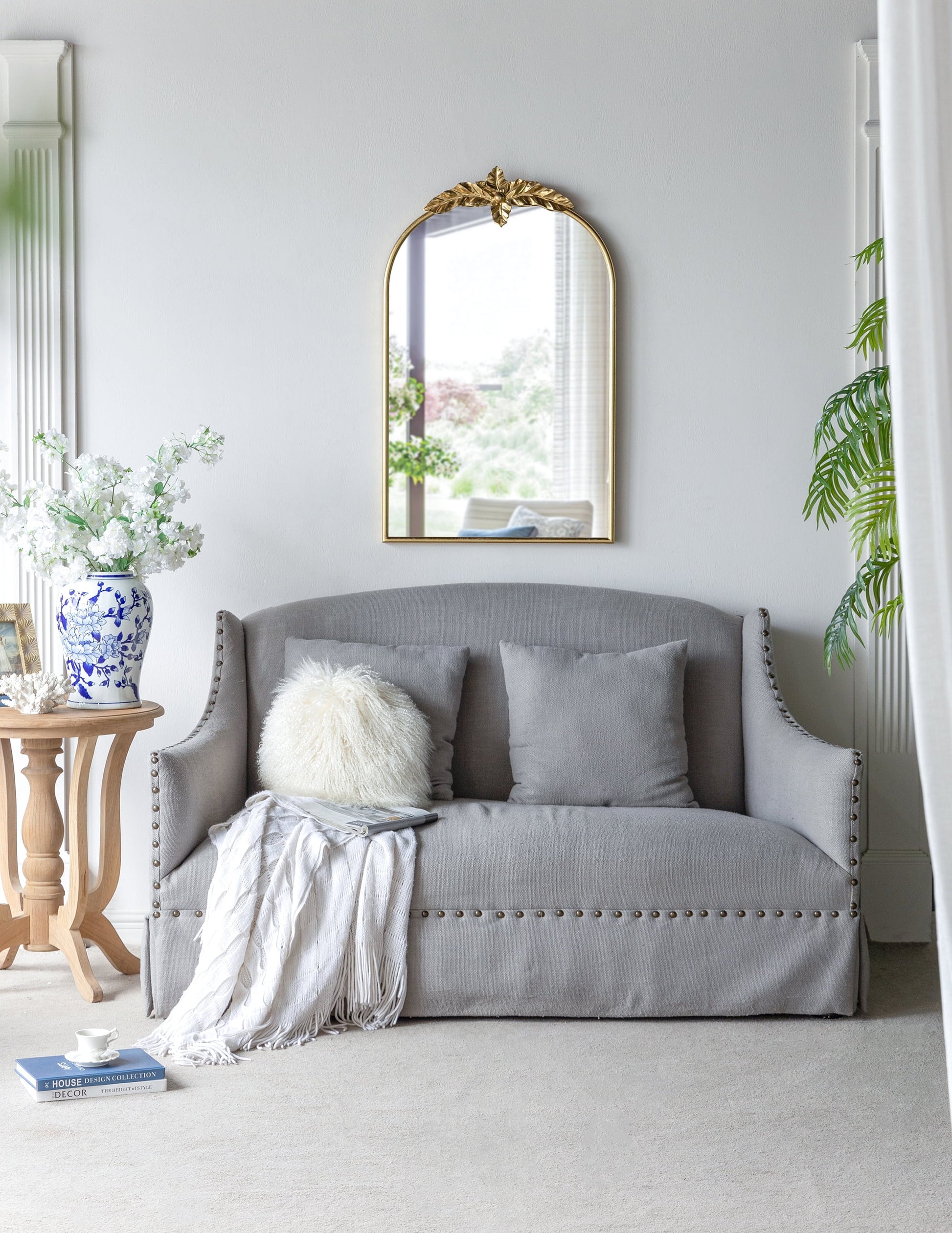 Full Length Mirror 24" x 36" Arched Wall Mirror with Gold Metal Frame, Wall Mirror for Living Room Bedroom Hallway,Full Body Mirror