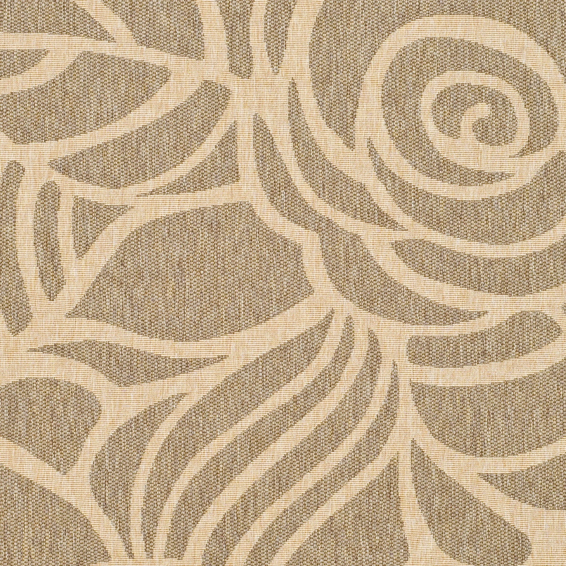 SAFAVIEH Courtyard Chester Floral Indoor/Outdoor Area Rug, 6'7" x 6'7" Round, Coffee/Sand