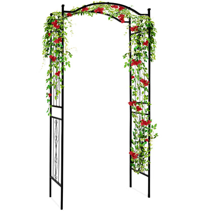 Best Choice Products 92in Steel Garden Arch Arbor Outdoor Trellis for Garden, Climbing Plants w/Wire Lattice - Black
