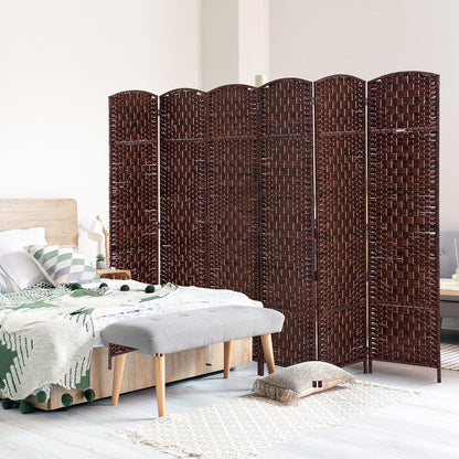 HOMCOM 6' Tall Wicker Weave 6 Panel Room Divider Privacy Screen - Black