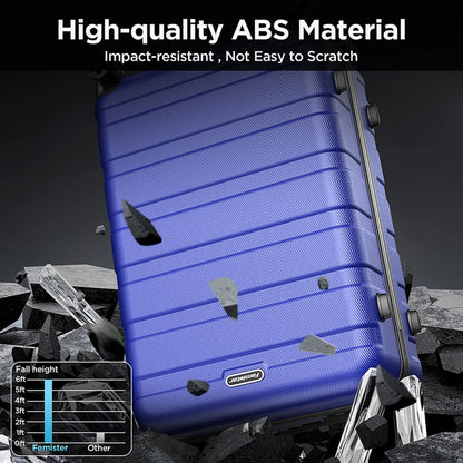 Famistar Carry On Luggage Suitcase Set 4 Piece - ABS Hardshell Luggage with Embedded TSA Lock, 360 ° Double Spinner Wheels - 14°?Travel Case, 20°?Carry On Luggage, 24°?and 28°?Checked Luggages, Blue