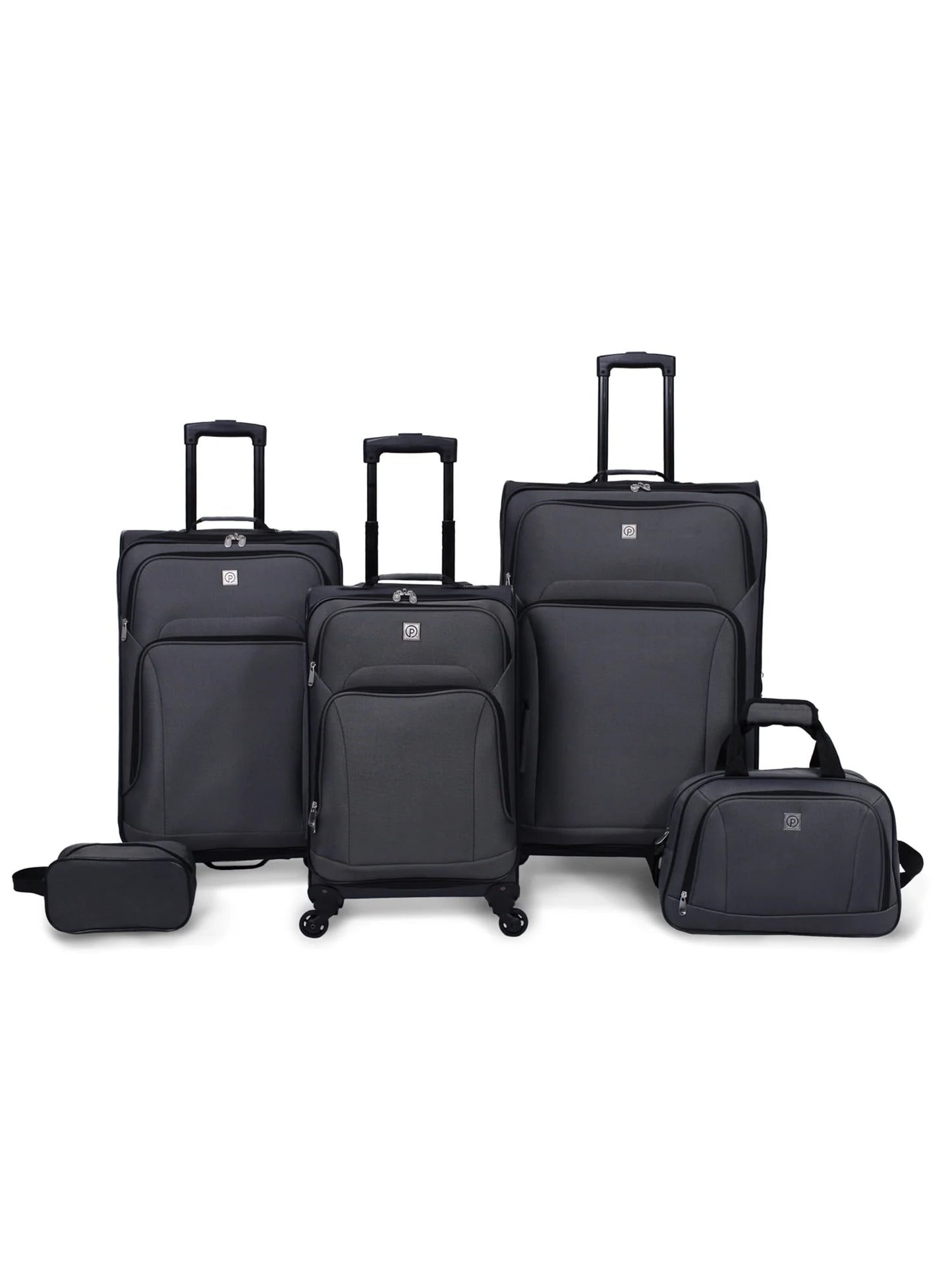 Protege 5 Pc Spinner Luggage Set With 28" & 24" Check Bags, 20" Carry-on, Gray