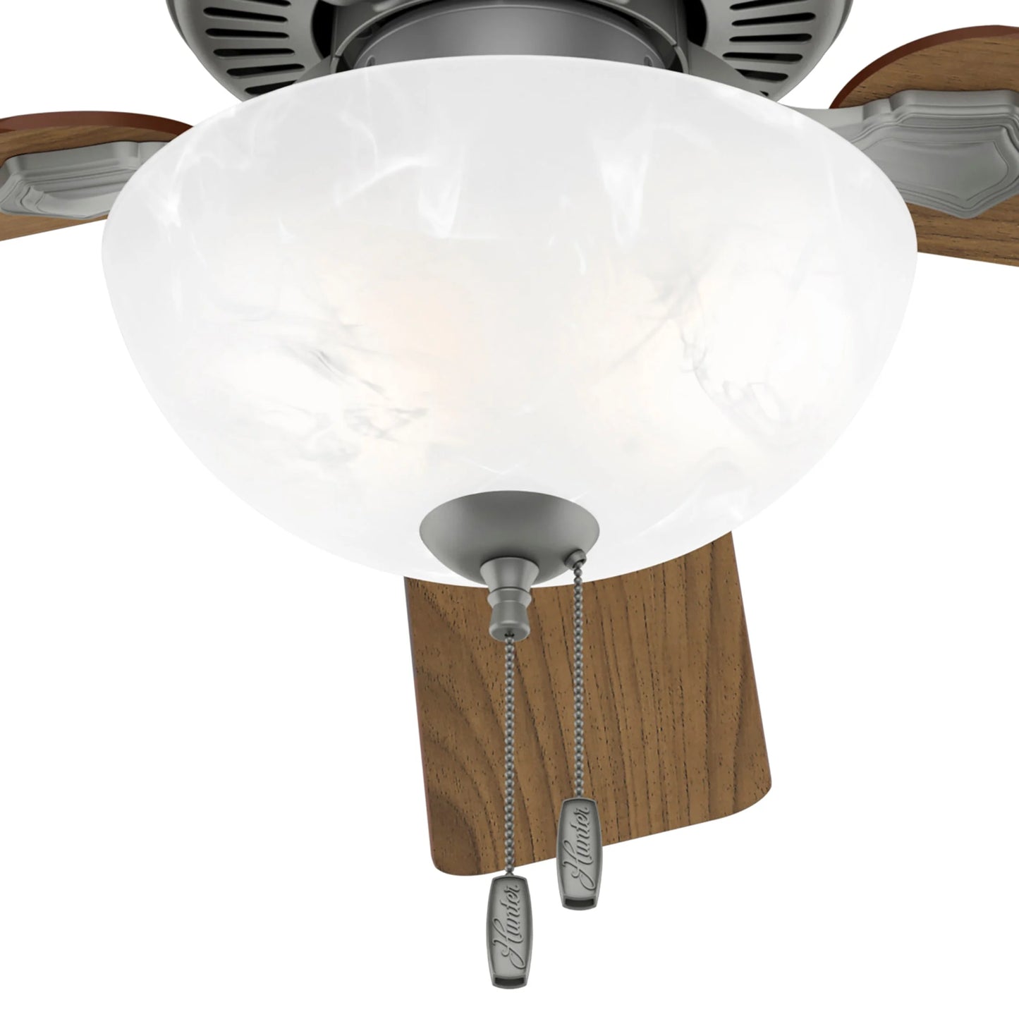 Hunter - Swanson Indoor Ceiling Fan With Light, 52-inch, Matte Silver, Traditional-style, 3-speed WhisperWind Motor, 50909, for living rooms, bedrooms, home offices, kitchens
