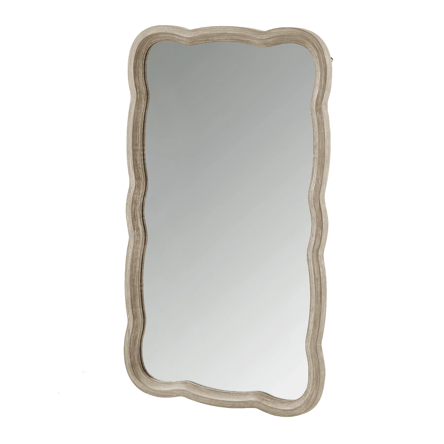COZAYH Curved Wood Frame Accent Mirror, Farmhouse French Country Decorative Wall Mirror, Rectangle 23.5" L x 38" W, Natural