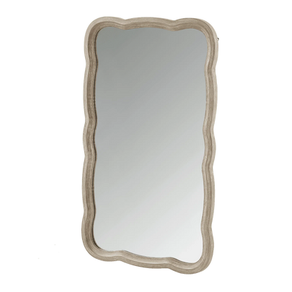 COZAYH Curved Wood Frame Accent Mirror, Farmhouse French Country Decorative Wall Mirror, Rectangle 23.5" L x 38" W, Natural