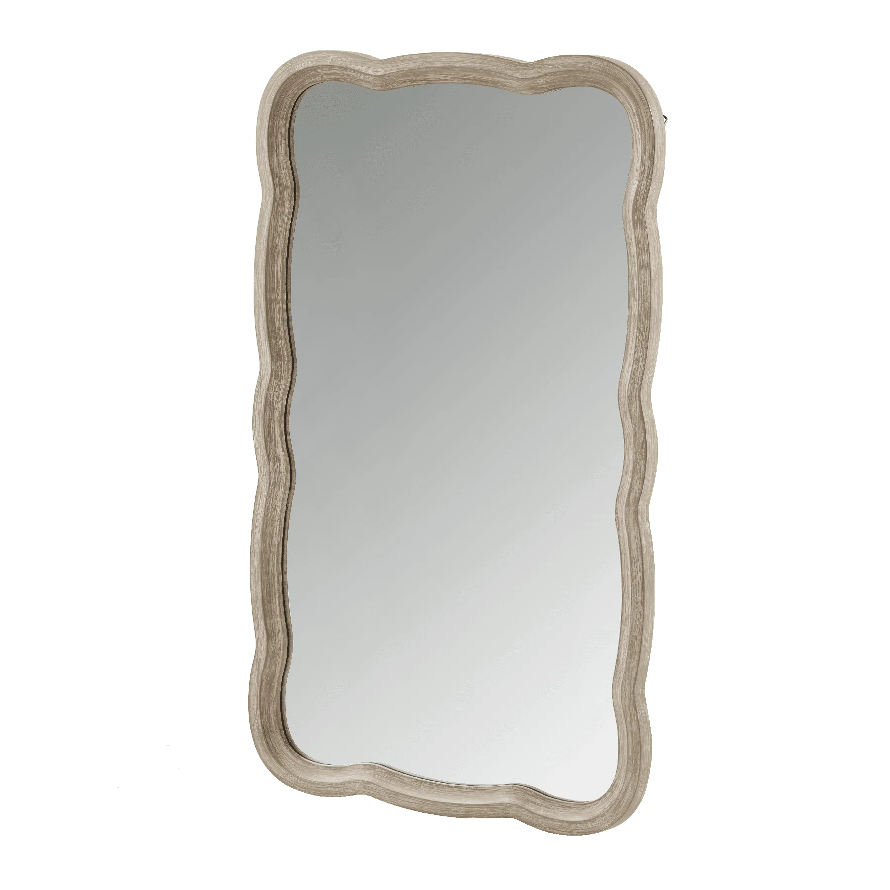 COZAYH Curved Wood Frame Accent Mirror, Farmhouse French Country Decorative Wall Mirror, Rectangle 23.5" L x 38" W, Natural
