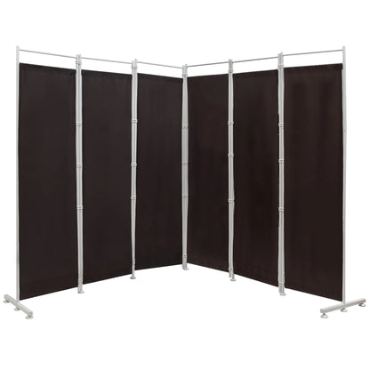 Costway 6-Panel Room Divider Folding Privacy Screen w/Steel Frame Decoration Brown