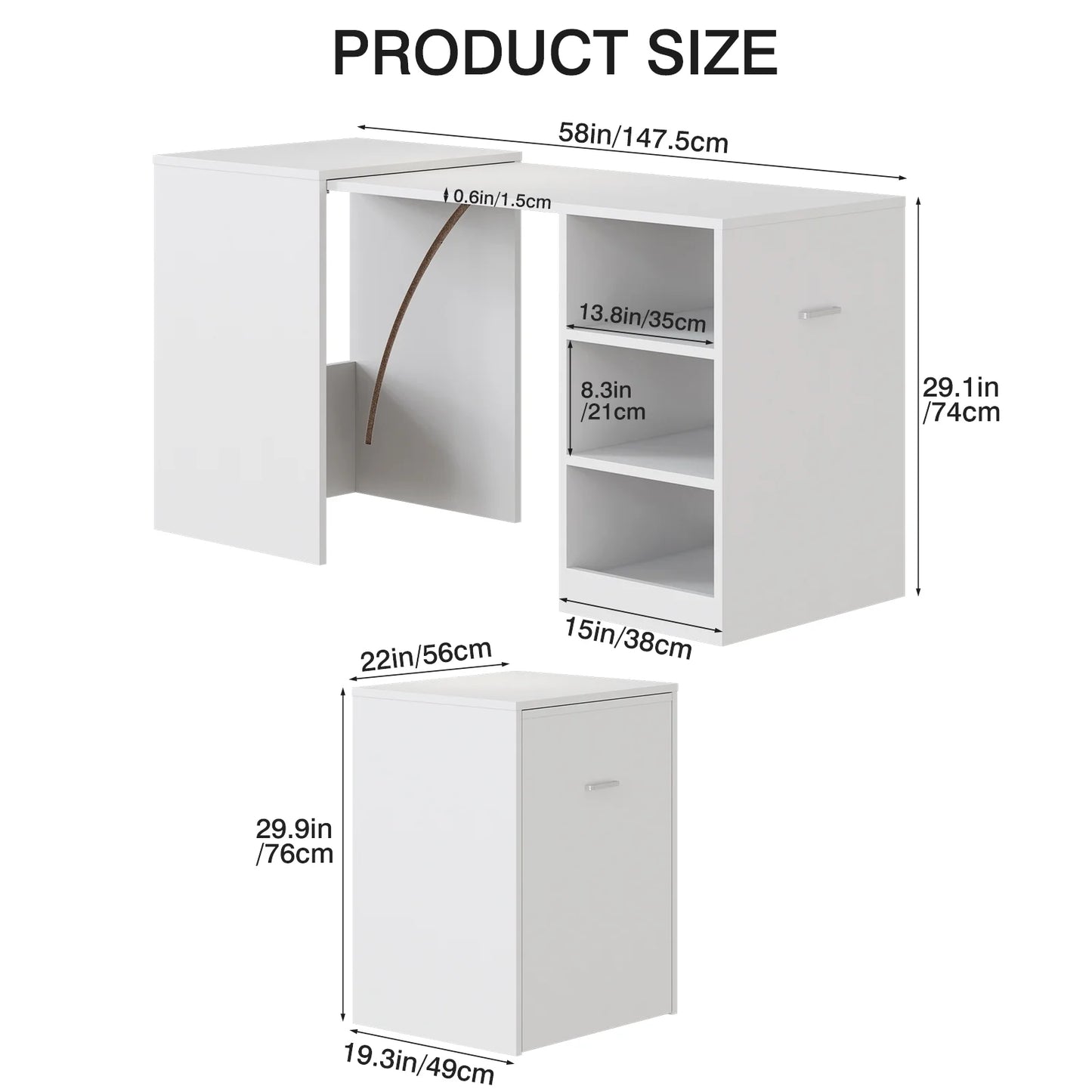 Tarnorci foldable desk Home Office compact desk with 3 Layer Storage Rack