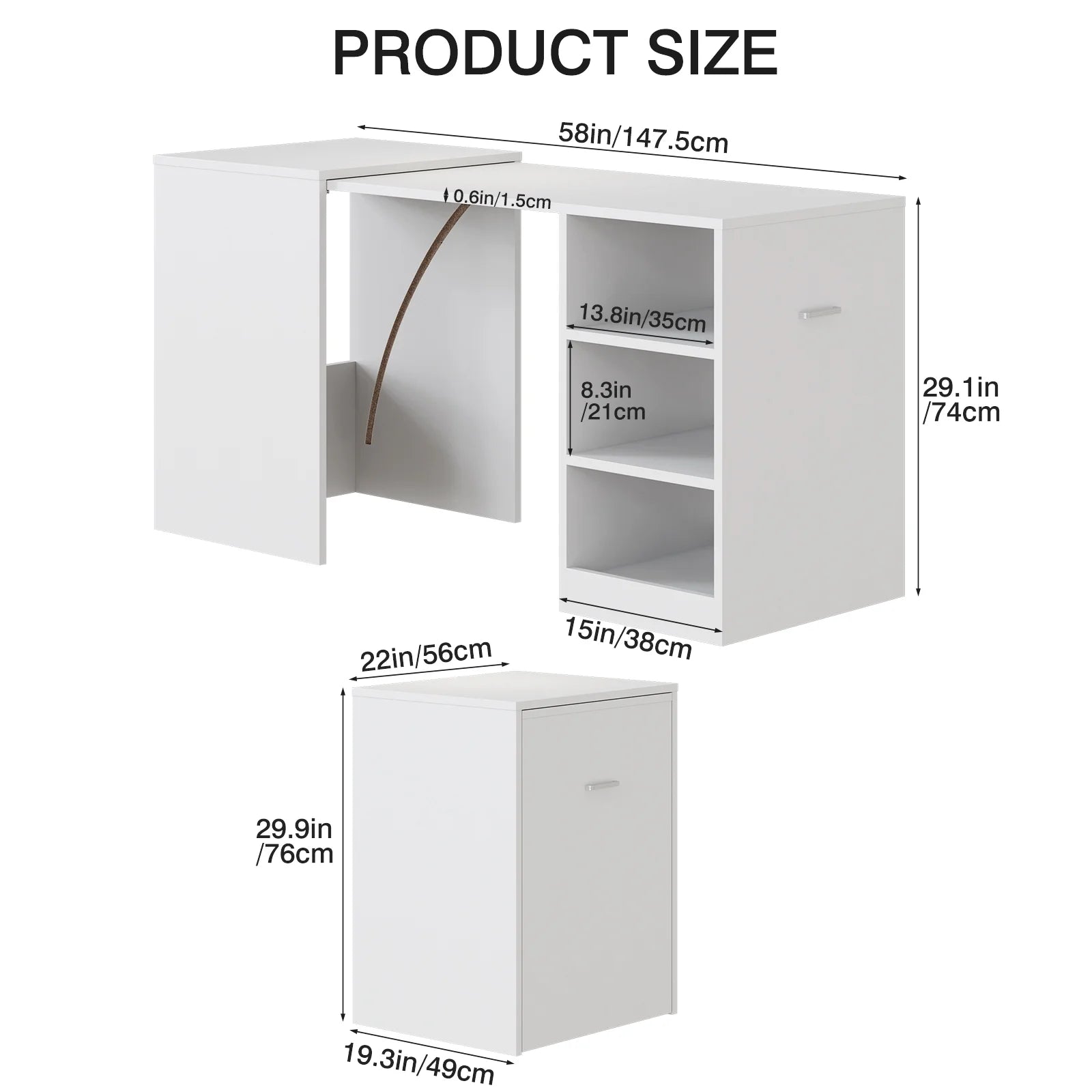 Tarnorci foldable desk Home Office compact desk with 3 Layer Storage Rack
