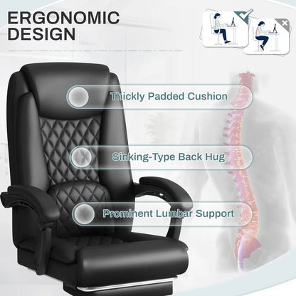 Homall Home Office Chair Adjustable Executive Leather Chair With Arms Ergonomic High Back Cushion Lumbar Back Support Computer Desk Chair,Black