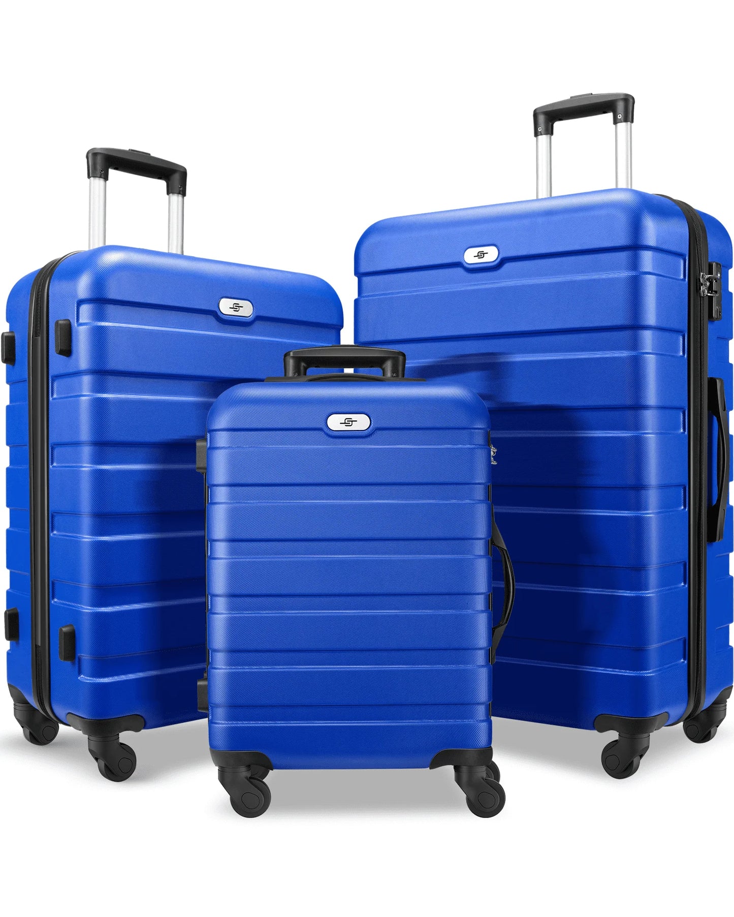 3 Piece Luggage Sets Hard Shell Suitcase Set with Spinner Wheels for Travel Trips Business 20" 24" 28", Navy Blue