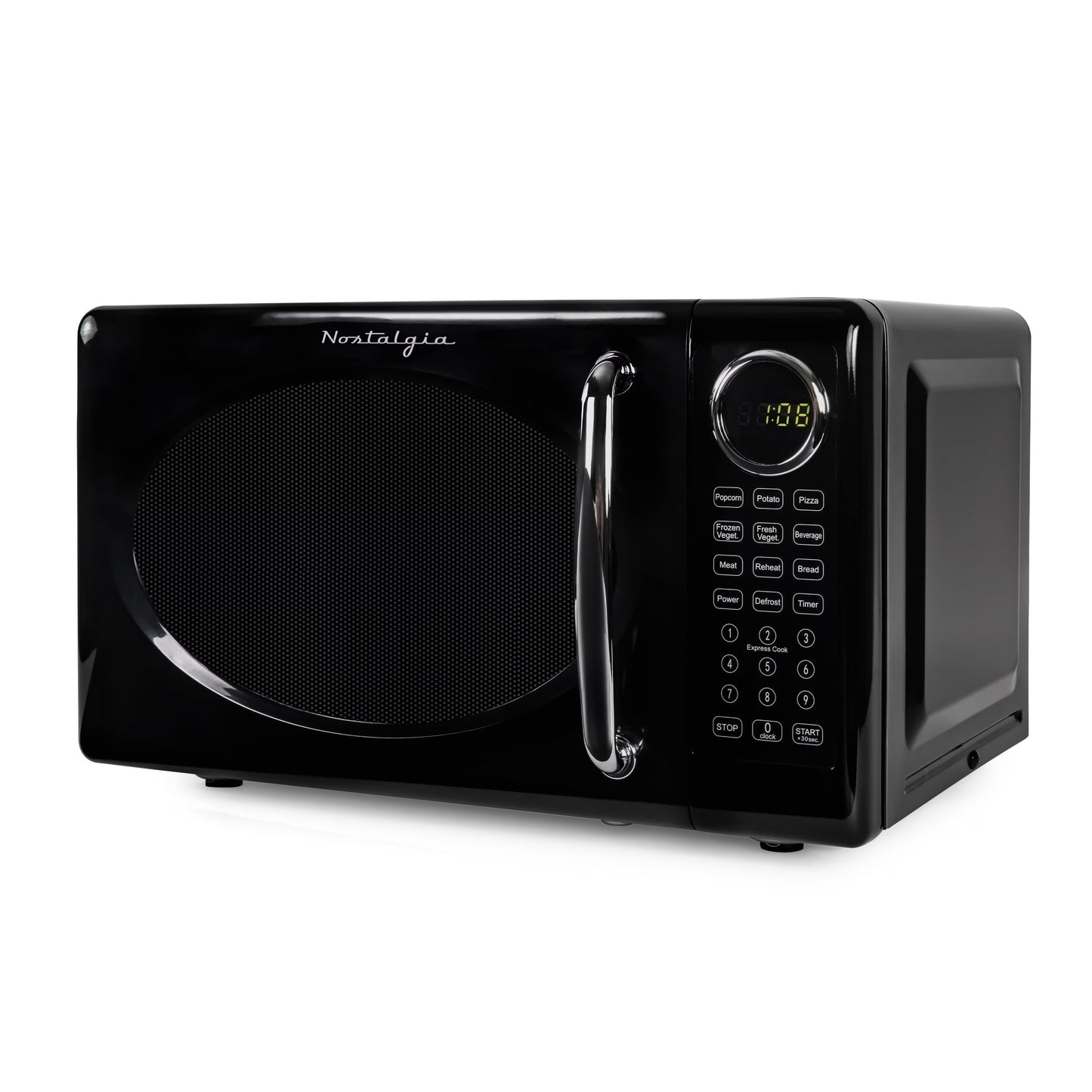 Nostalgia Retro Microwave Oven - 0.7 Cu Ft & 700-Watt Countertop Microwave with Glass Turntable, Child Safety Lock, 8 Auto-Cook Programs & Digital Clock - Aqua