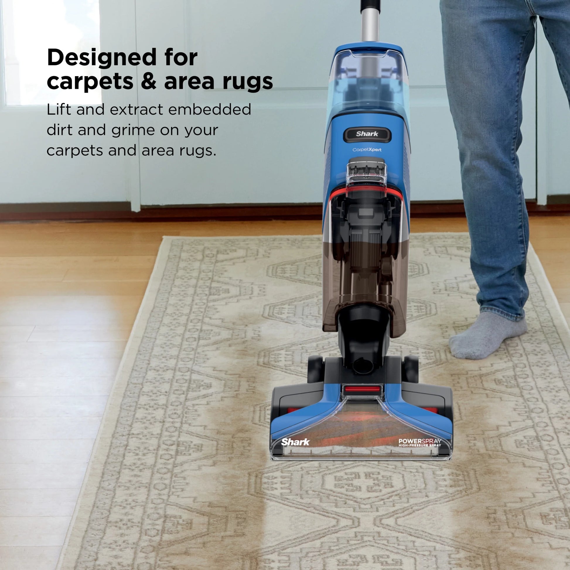 Shark CarpetXpert Upright Carpet & Area Rug Cleaner, Perfect for Pets, Lightweight & Powerful, Dirt, Grime, & Odor Removal, Carpet Shampooer, Cleaning Solution, Blue, EX121BRN