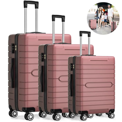 ALPULON 3 Piece Luggage Sets with TSA Locks, Hardside Suitcase Set with Spinner Wheels, 20in24in28in, Light Blue