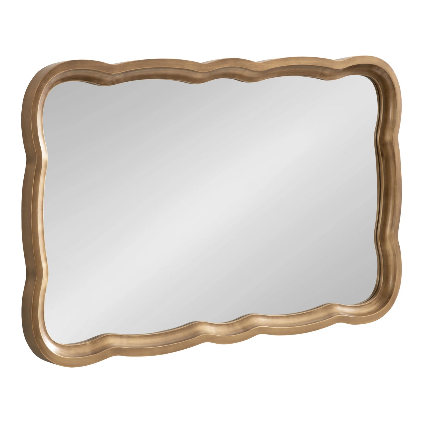 Kate and Laurel Hatherleigh Scallop Wooden Vintage Wavy Wall Mirror, 24 x 38, Antique Gold