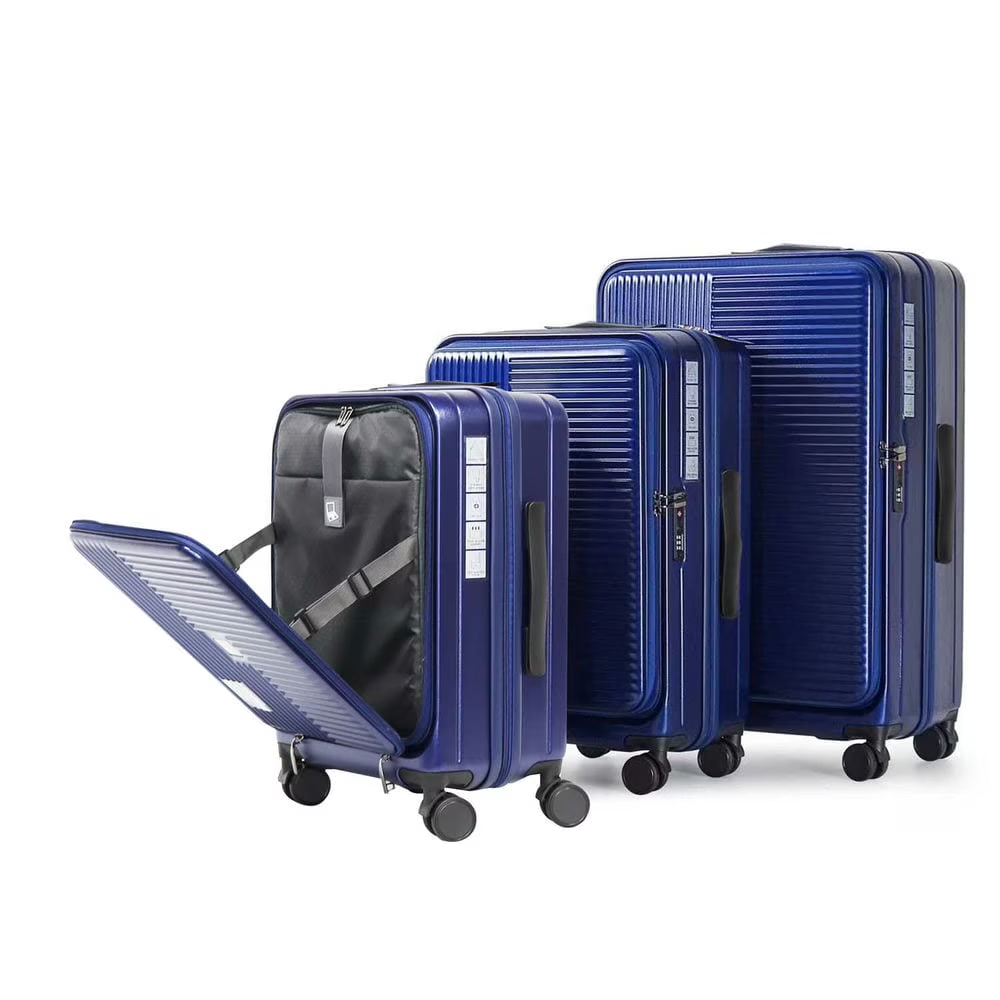 Topcobe Luggage with Front Opening, TSA Approved Lock, Hardshell Suitcase, Lightweight Luggage for Traveling, Black