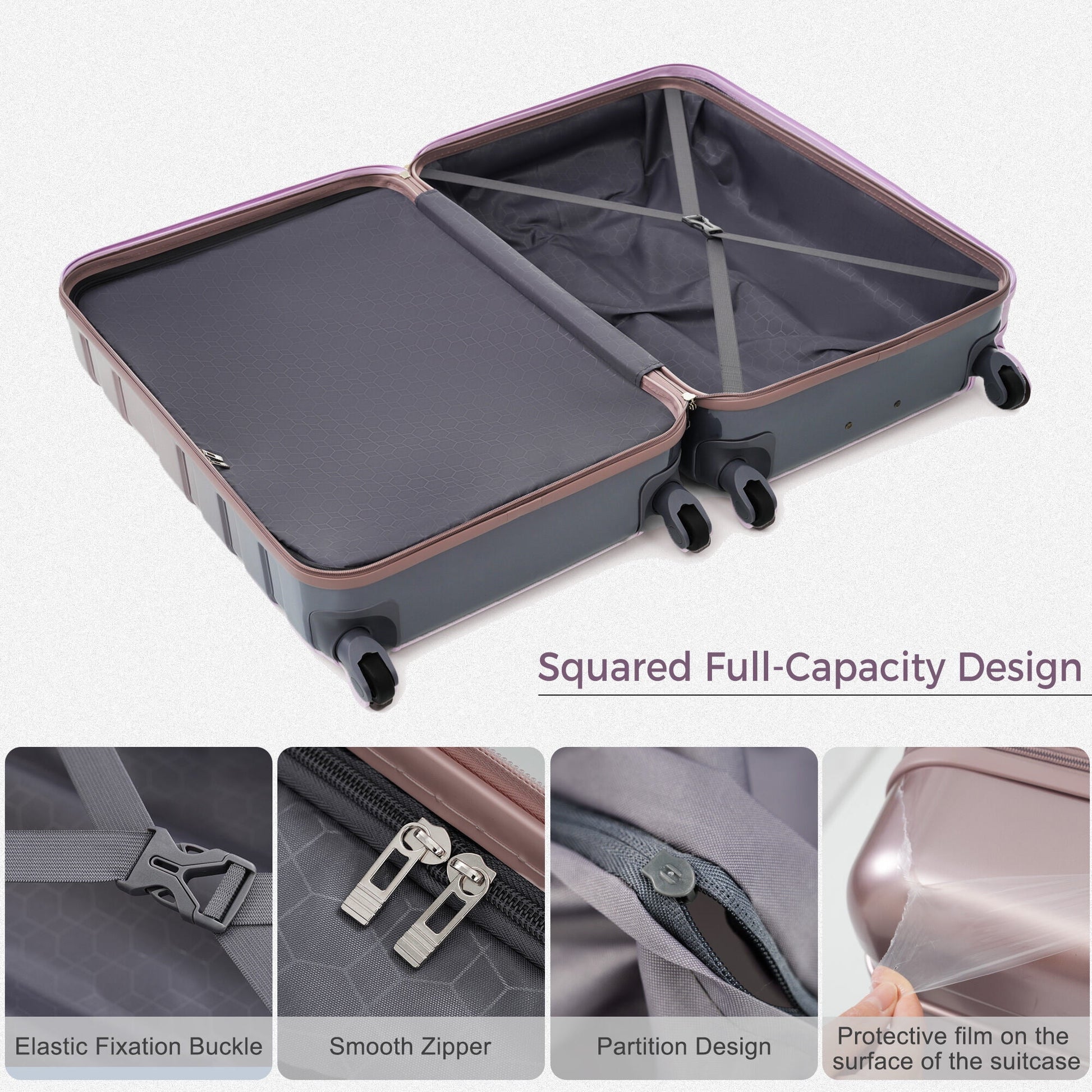 Hard Luggage Case Luggage Sets New Model ABS Hardshell 3pcs Clearance Luggage Hardside Lightweight Durable Suitcase sets Spinner Wheels Suitcase with TSA Lock 20''24''28''( golden),Travel Hard Case