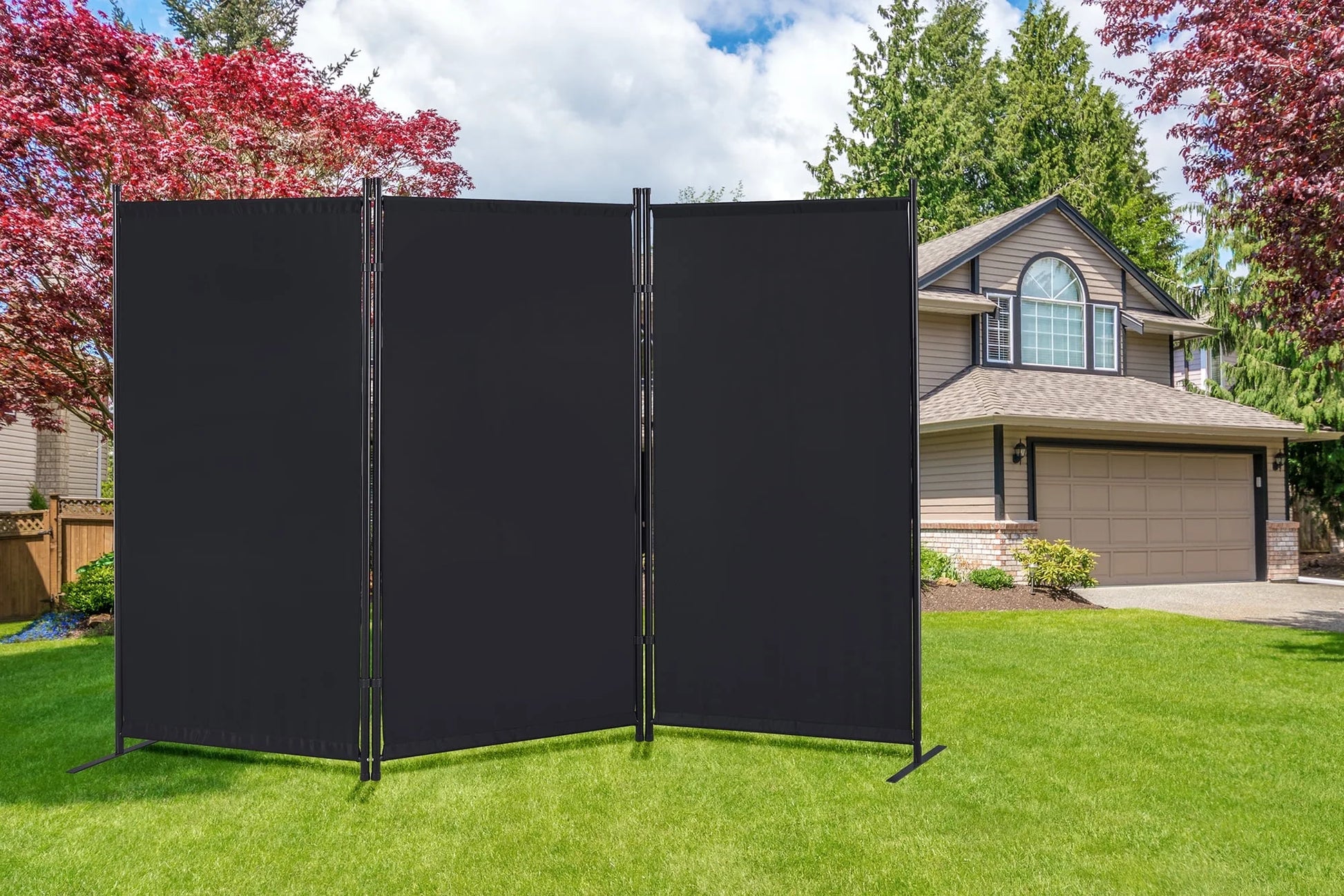 Proman Products Galaxy Indoor and Outdoor 3 Panel Room Divider, 71" Tall, Gray