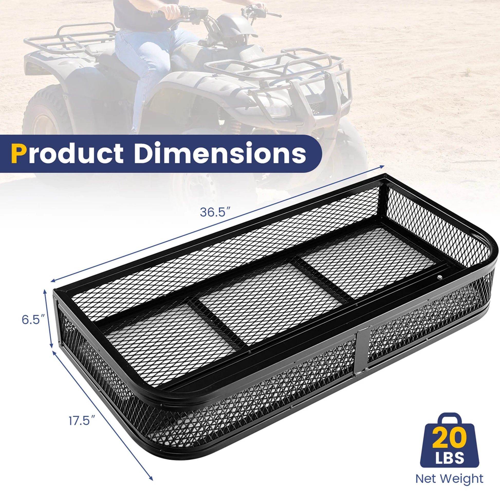 Costway Universal Front Atv Hd Steel Cargo Basket Rack Luggage Carrier