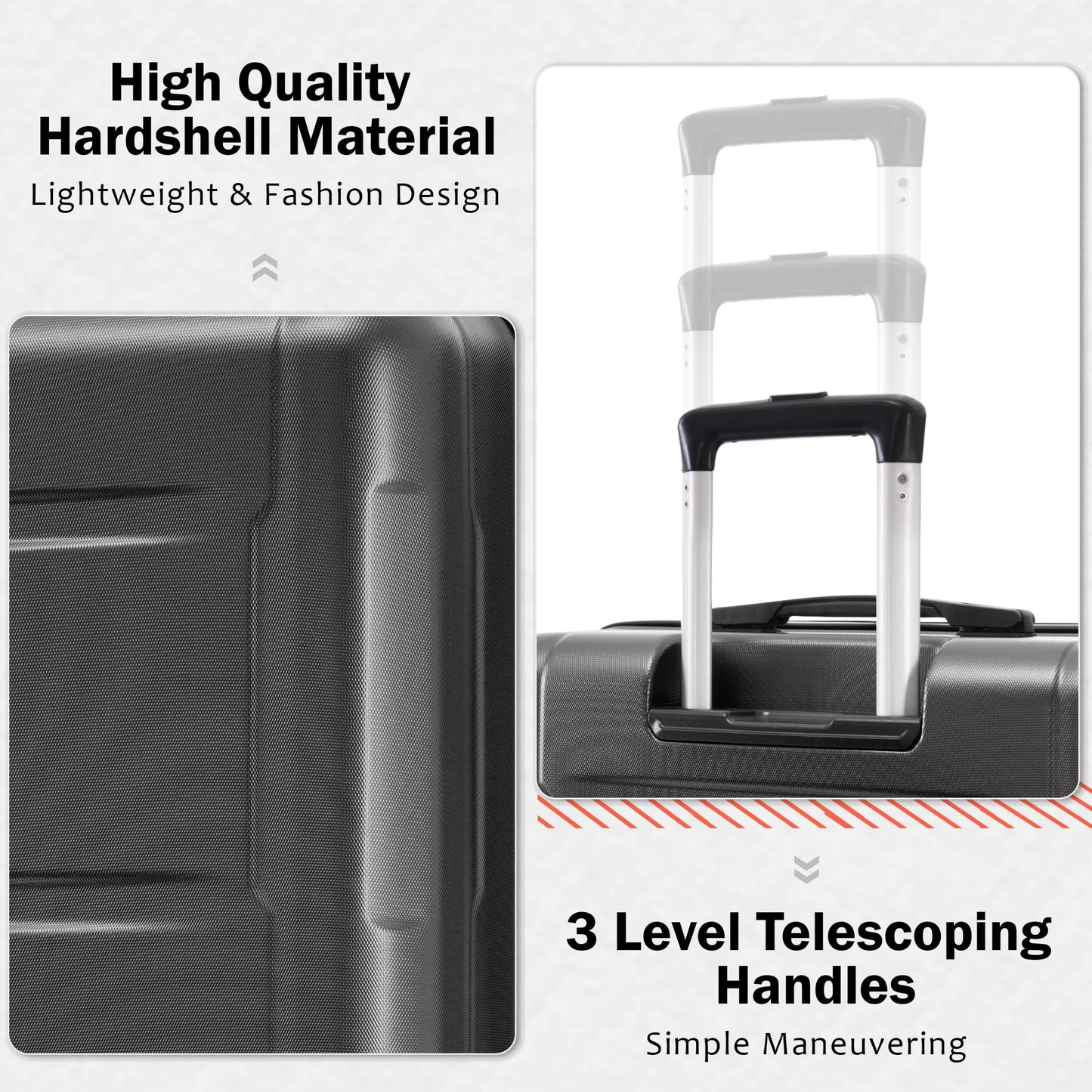 imerelez 2 Piece Luggage Set with Bags Expanable Spinner Wheels ABS Lightweight Suitcase with TSA Lock 20inch+28inch