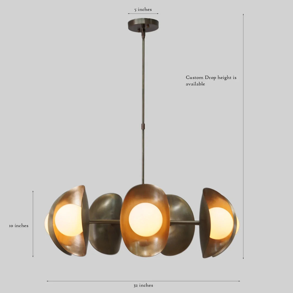 Stilnovo Style Seven Globe Sputnik Brass Chandelier Pendant Light Fixture