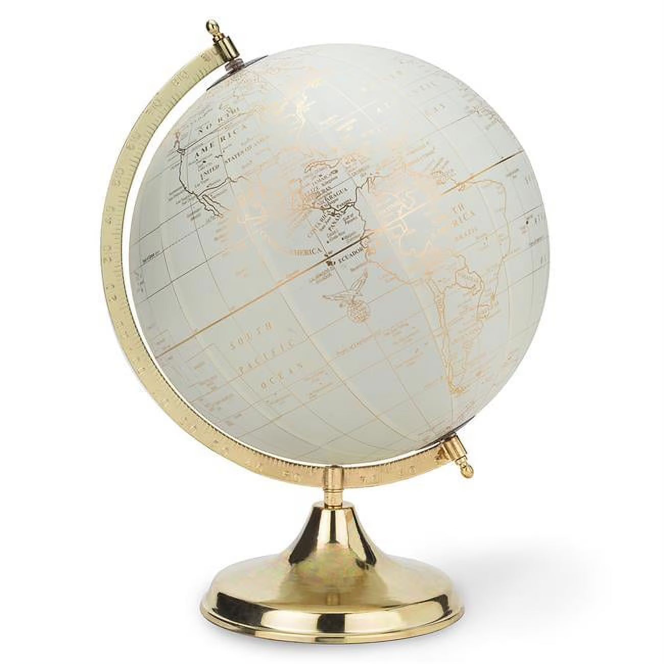 Abbott Collections 12 in. Globe on Stand, Ivory & Gold - Large