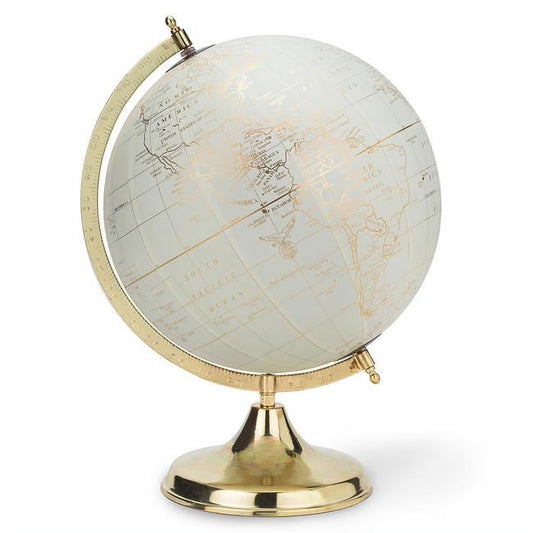Abbott Collections 12 in. Globe on Stand, Ivory & Gold - Large