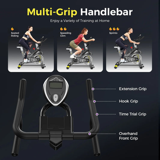 Pooboo Stationary Exercise Bike Indoor Cycling Bike Cycle Bicycle Adjustable Resistance for Home Office Cardio Workout Machine Max Weight 350 lbs