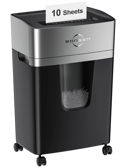 Bonsen 10-Sheet Micro Cut Paper Shredder Home Office Shredder with 5.2 Gallon Wastebasket