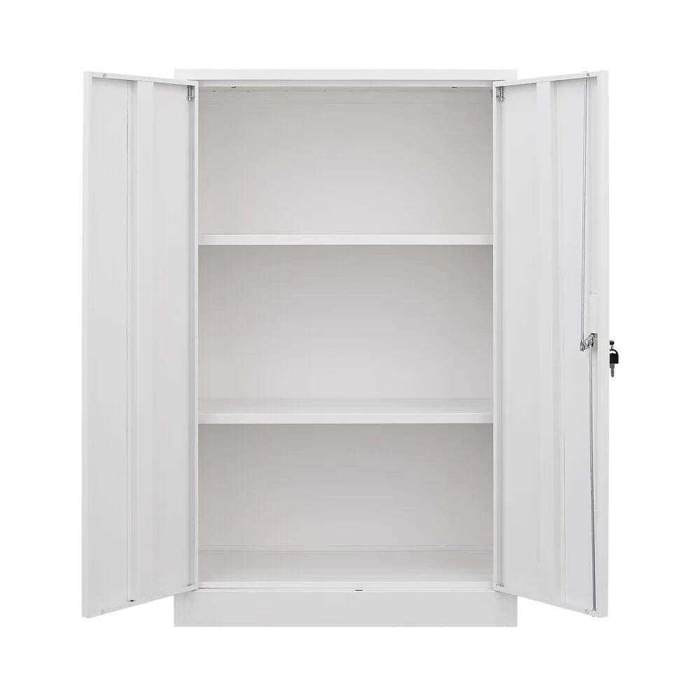 Metal Storage Cabinet, Folding Filing Storage Cabinet with Locking Doors and 2 Adjustable Shelves, Freestanding Steel Storage Cabinet for Home Office School Garage, White