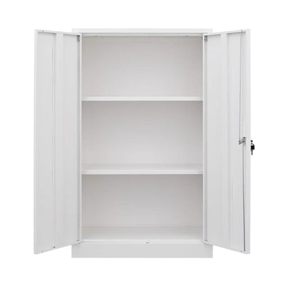 Metal Storage Cabinet, Folding Filing Storage Cabinet with Locking Doors and 2 Adjustable Shelves, Freestanding Steel Storage Cabinet for Home Office School Garage, White