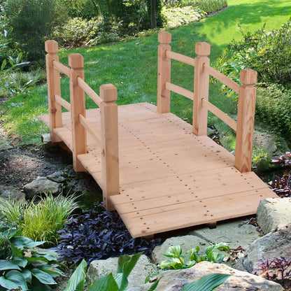 Decorative Wooden Arch Bridge for Garden Landscape, Small Anticorrosive Wood Bridge Enhances Yard, Pond, or Flower Bed, Natural Burlywood Finish for Outdoor Decoration