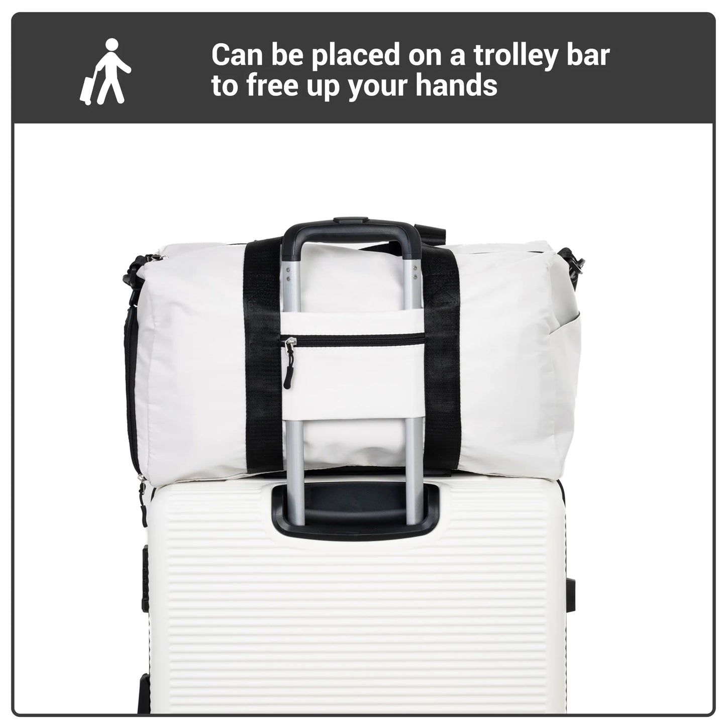 Tripcomp 7-Piece Hardside Luggage Set with TSA Lock Lightweight ABS+PC Suitcase (16/20/24/28 Inch) with 360° Silent Spinner Wheels, Duffel Bag and 2 Packing Cubes (White)