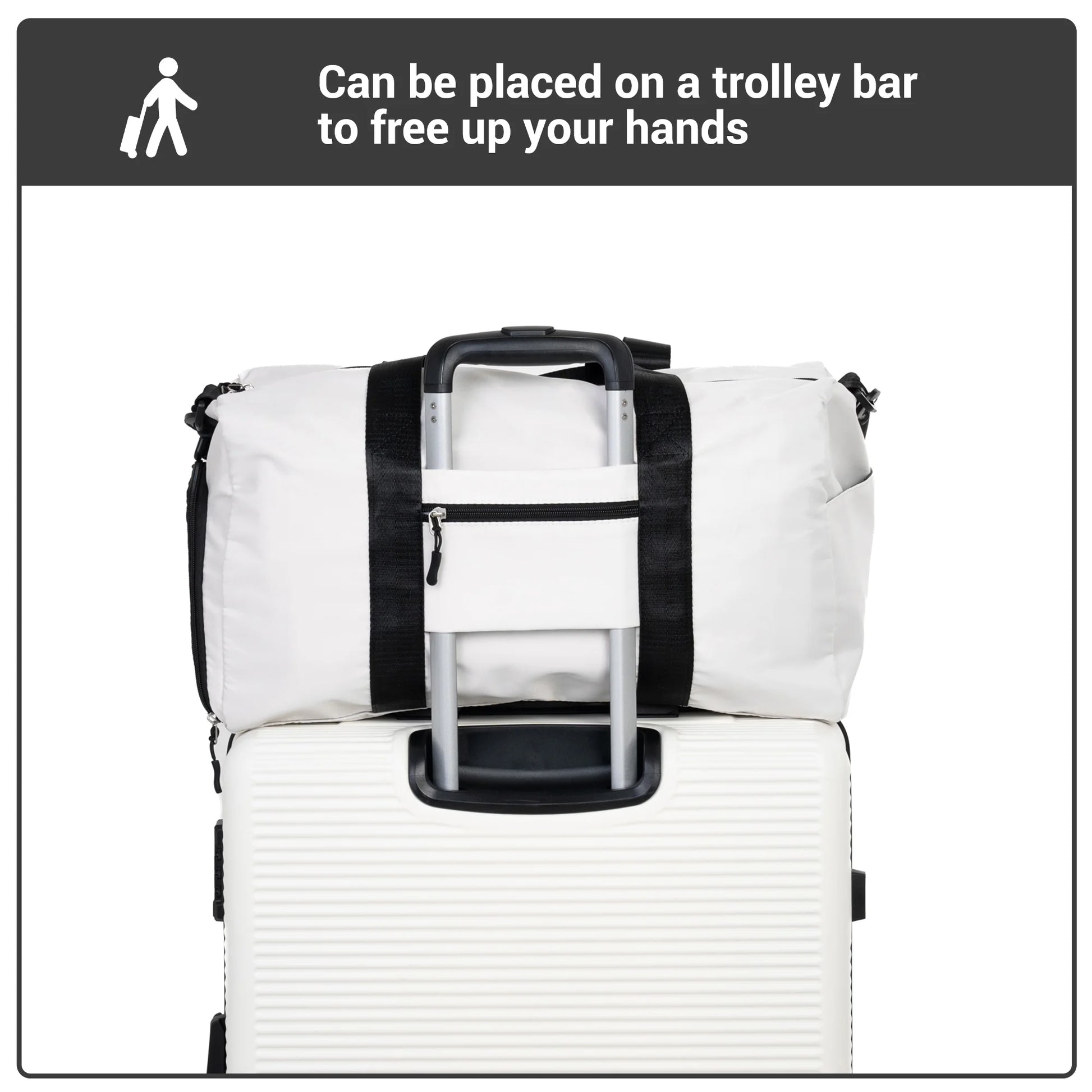 Tripcomp 7-Piece Hardside Luggage Set with TSA Lock Lightweight ABS+PC Suitcase (16/20/24/28 Inch) with 360° Silent Spinner Wheels, Duffel Bag and 2 Packing Cubes (White)