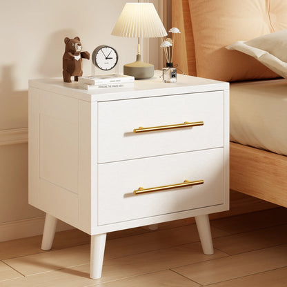Bedroom Furniture Set - Includes Queen Bed Frame, Nightstands Set of 2, 5-Drawer Dresser & Vanity Desk - Modern Storage Solution for Stylish Home Decor, Beige/White