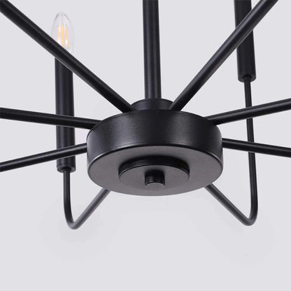 LOHASLED 8-Light Black Modern Industrial Farmhouse Iron Chandeliers, Classic Candle Ceiling Pendant Light Fixture for Living Room,Kitchen, Dining Room