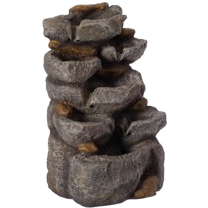 Gardenised Water Fountain with LED Light for Indoor and Outdoor Accent with Soothing Waterfall Sound Ideal for Home Office Patio Backyard Deck Porch Balcony and Tabletop Display, Modern Steps Flow