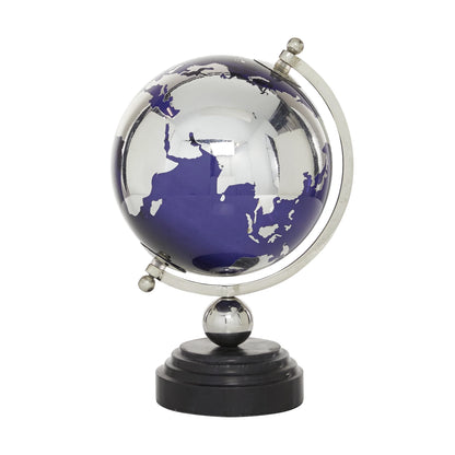 DecMode 8" Blue Globe with Silver Accents