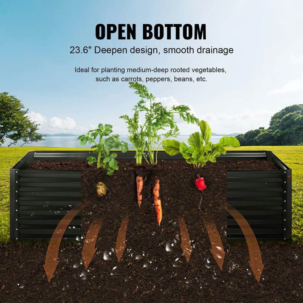 Topcobe Galvanized Raised Garden Bed Planter Box, Planters for Outdoor Plants, Flower Vegetable, 94.5x47.2x23.6"