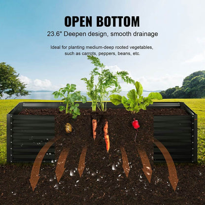 Topcobe Galvanized Raised Garden Bed Planter Box, Planters for Outdoor Plants, Flower Vegetable, 94.5x47.2x23.6"