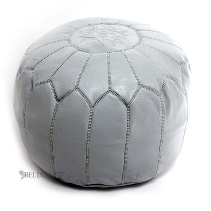 BeldiNest Moroccan Genuine Leather Pouf Ottoman - Pre-Filled, Handmade, Round Ottoman, Bohemian Footstool, Perfect Home Ottoman Footrest, Size: D20" H14"- Turquoise