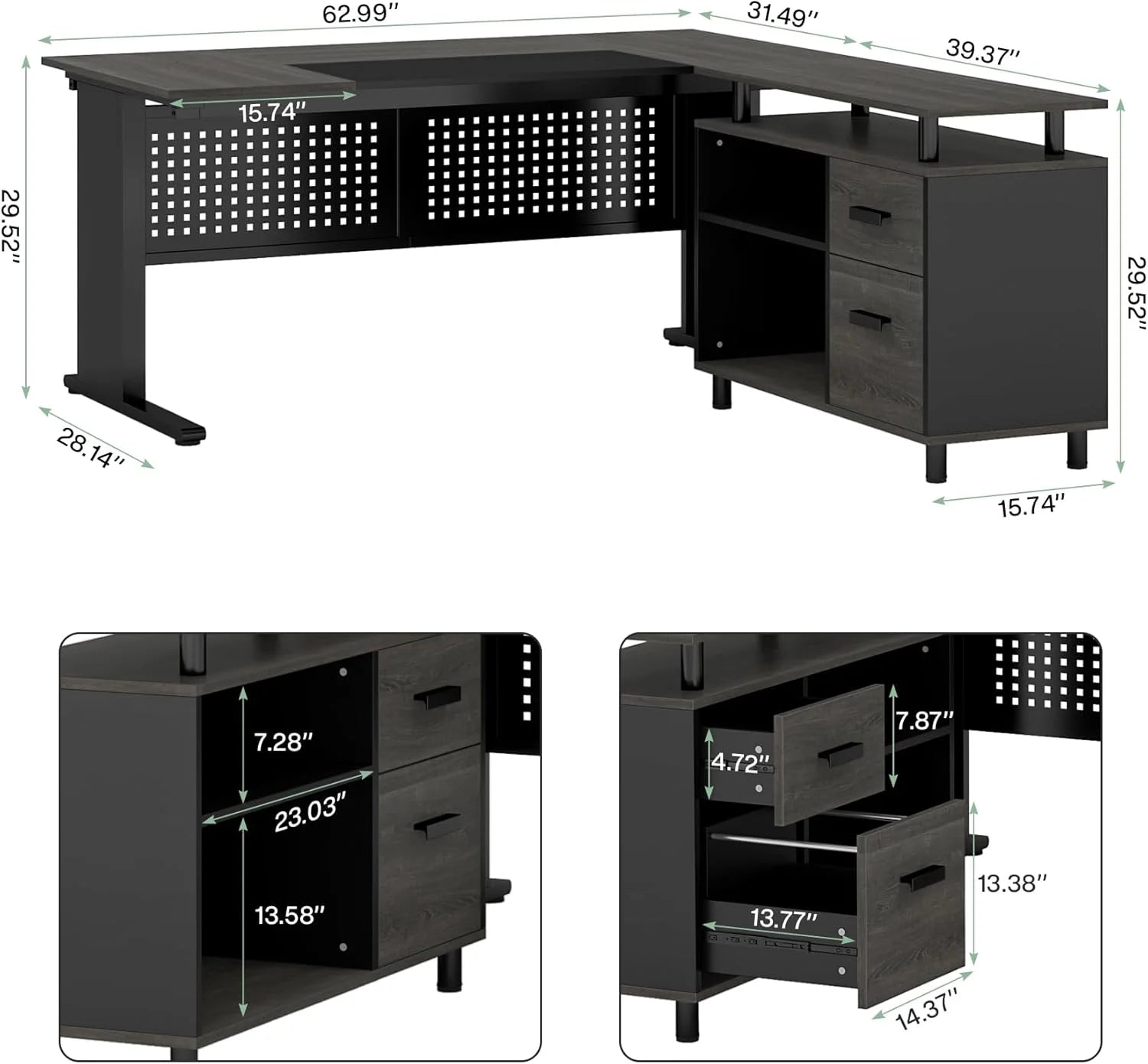 Tribesigns Executive Desk, Large Computer Desk with File Cabinet, Executive Office Desk with Storage Cabinet, Business Furniture Desk Workstation for Home Office