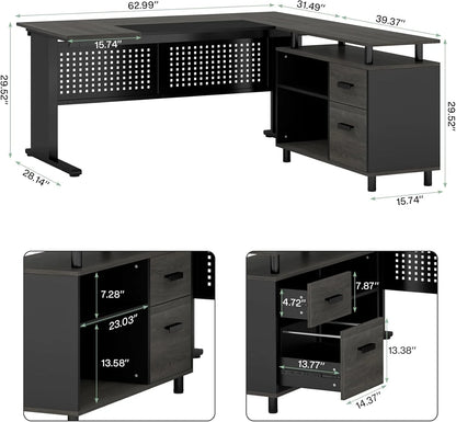 Tribesigns Executive Desk, Large Computer Desk with File Cabinet, Executive Office Desk with Storage Cabinet, Business Furniture Desk Workstation for Home Office