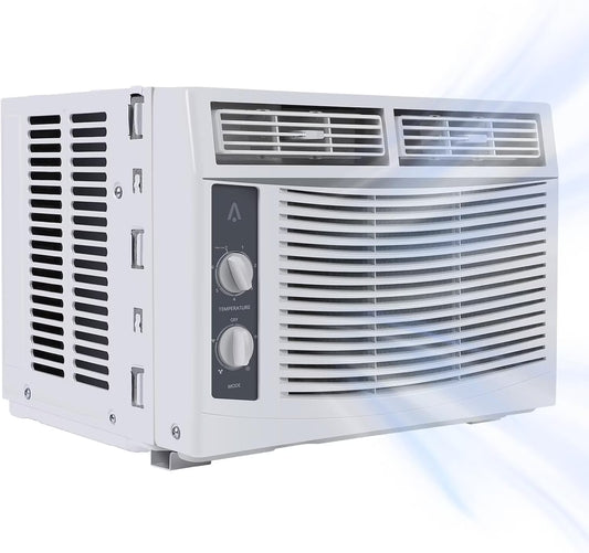5,000 BTU Window Air Conditioner Unit - Cool up to 150 Sq. Ft. with Manual Adjustable Fan and Cooling Settings, Perfect for Small Bedroom, Living Room, Home Office, Easy Install Kit Included, White