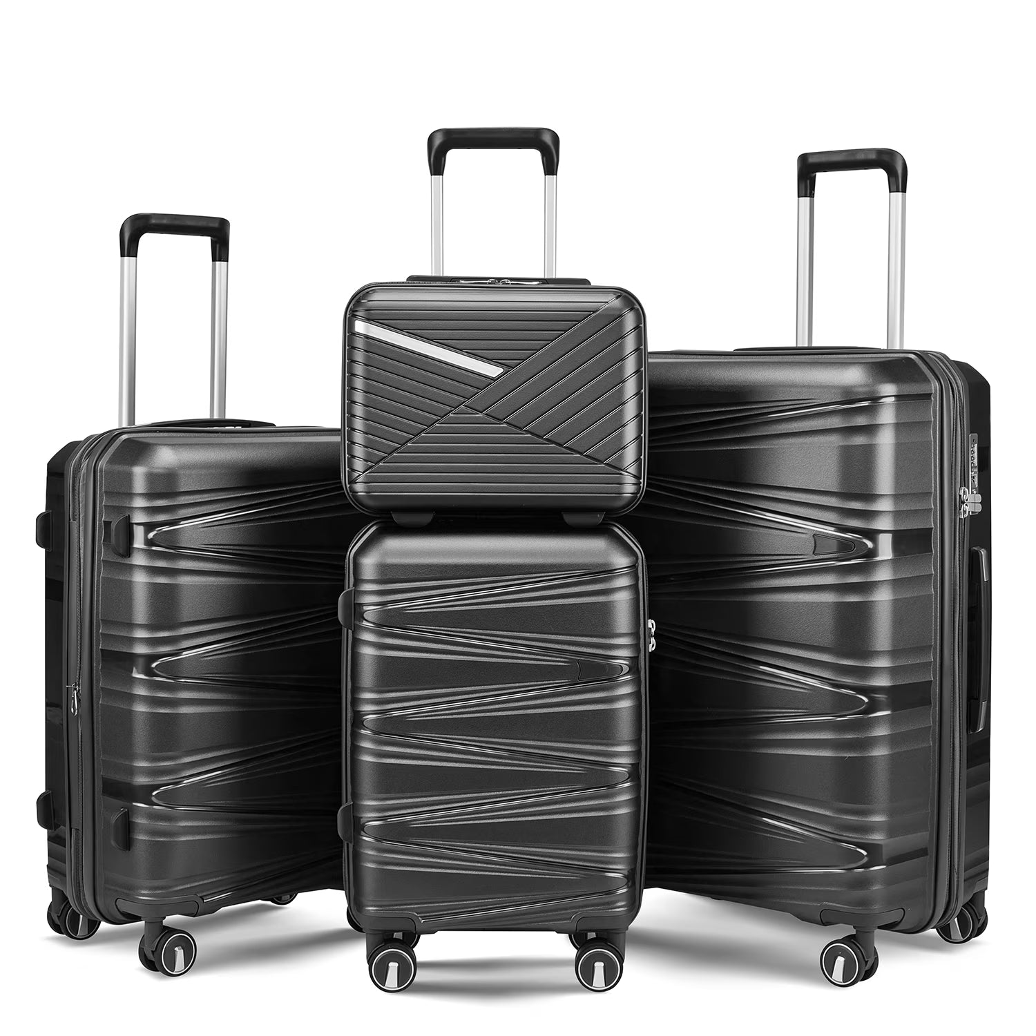 4 Piece Luggage Set Expandable Hardshell Travel Luggage Sets 8 Spinner Wheel Suitcase Wheels TSA Lock Suit Case, PP Lightweight & Durable wheels Upright Suitcase, 14/20/24/28 Inch