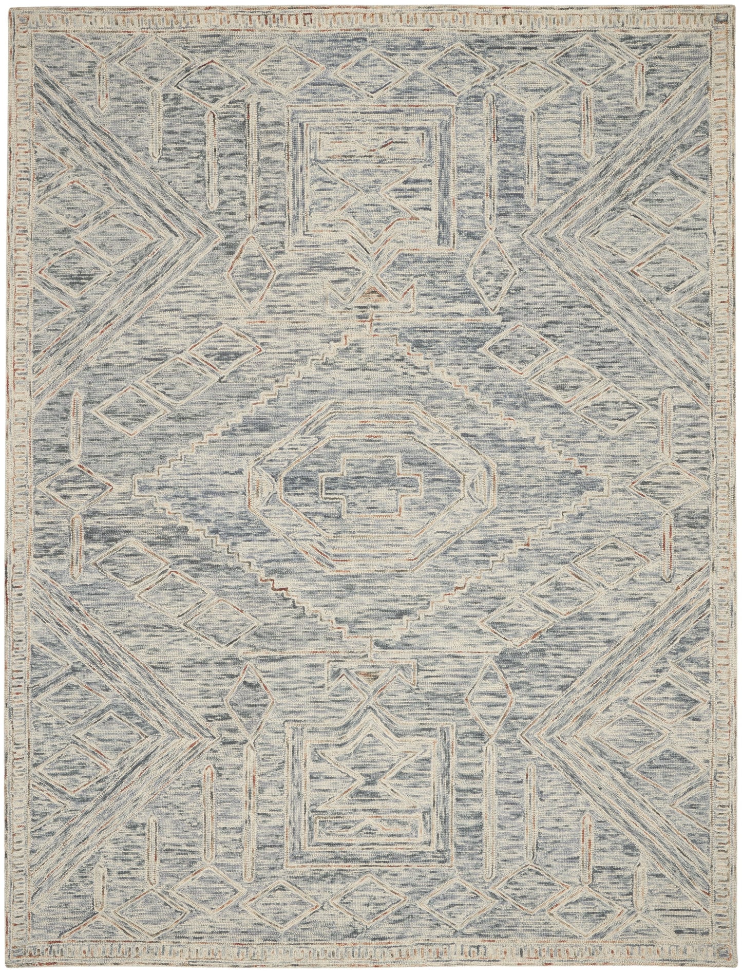 Nourison Linked Rustic Bohemian Blue/Multi 8' x 10'6" Area Rug, (8' x 11')