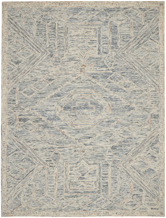 Nourison Linked Rustic Bohemian Blue/Multi 8' x 10'6" Area Rug, (8' x 11')