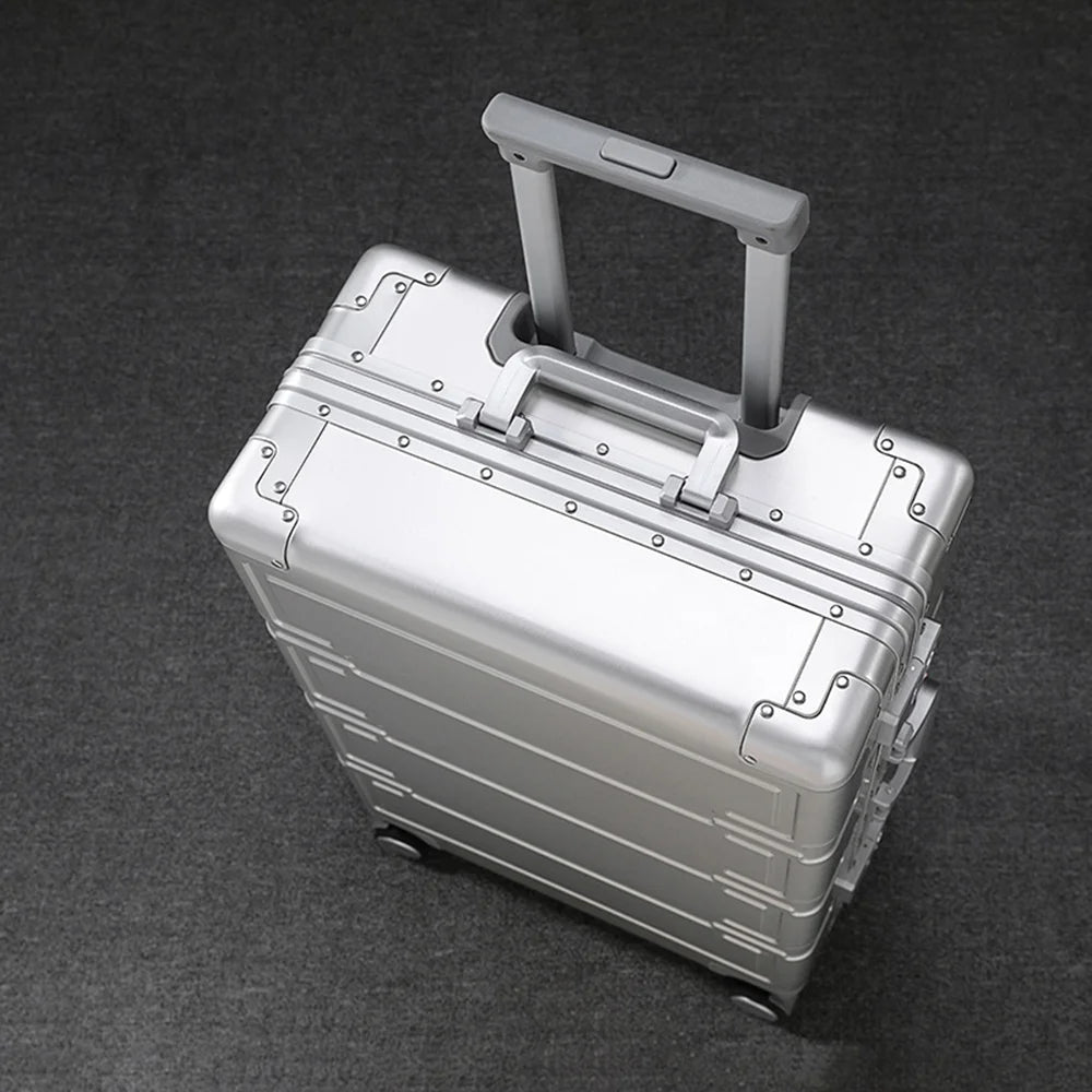 All Aluminum Magnesium Zipperless Carry on Luggage Airline Approved, Hardside Carry on Suitcase with TSA Lock, Lightweight Hardshell Luggage Metal Rolling Luggage for Travel